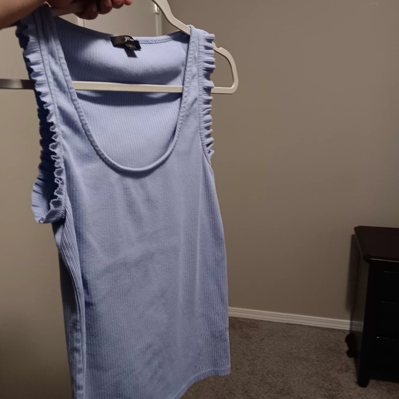 J. Crew Light Blue Ribbed Ruffle Strap Tank - Picture 8 of 9